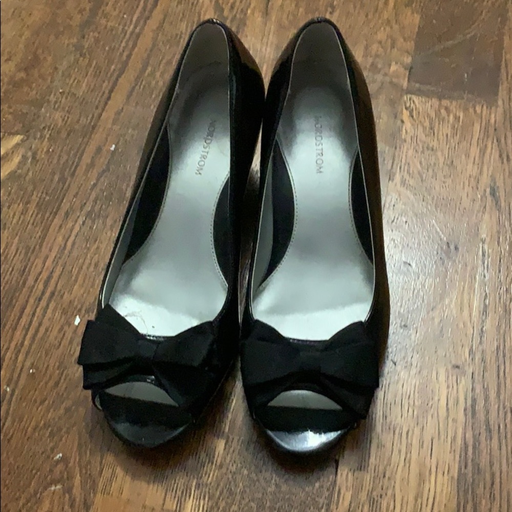 Black Nordstrom Wedges with Bow